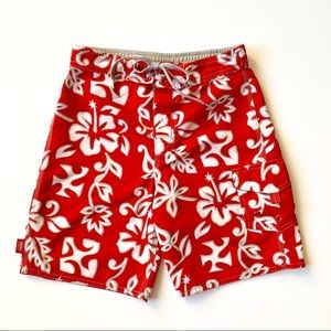 Boys MOSSIMO Red White Hawaiian Swim Shorts Trunks